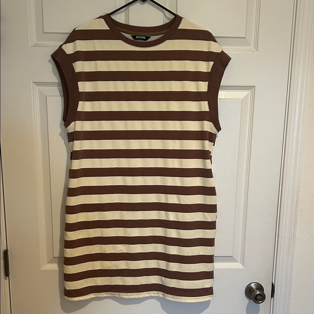 Brown and Cream Striped Dress